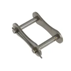 Metalowa spinka do łańcucha motocyklowego z bolcami.